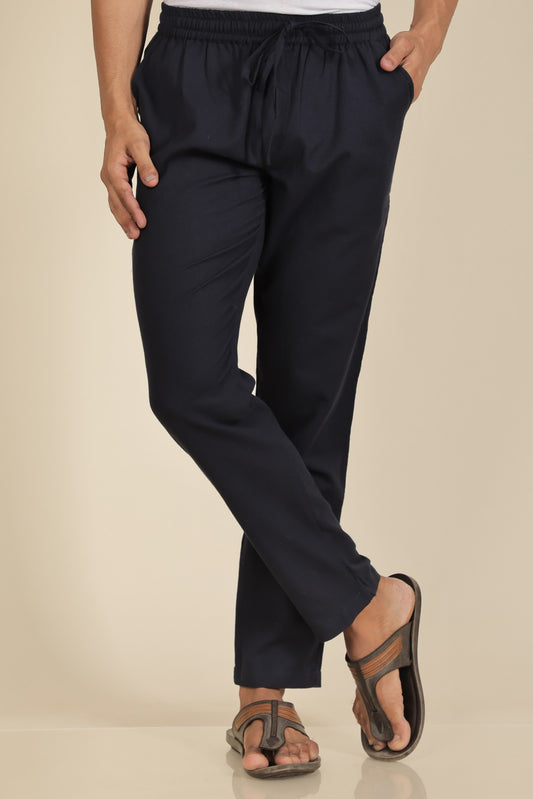 Southloom Jaipur Cotton Solid Black Pants for Men