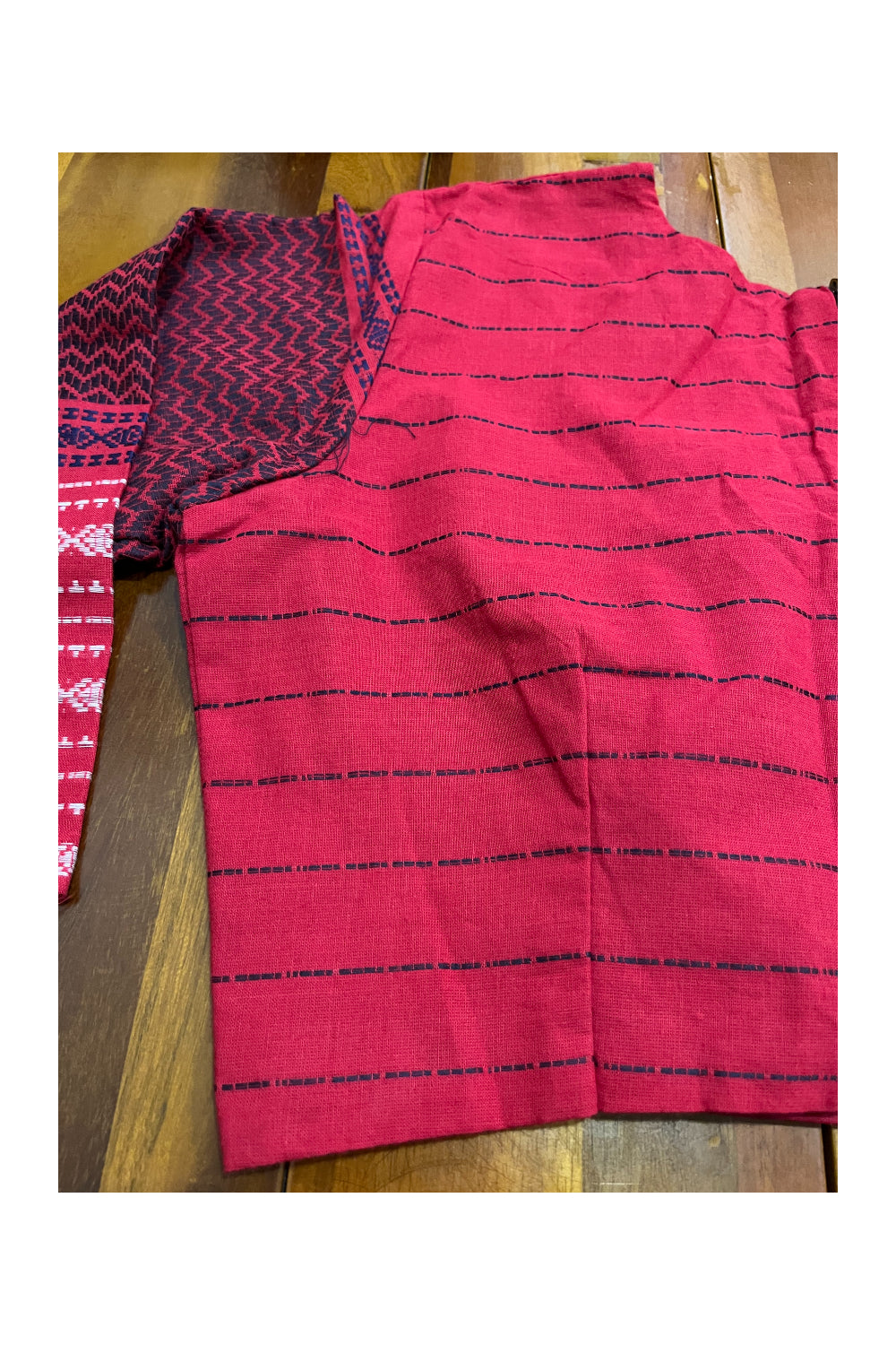 Southloom Red Lines Design Ready Made Blouse