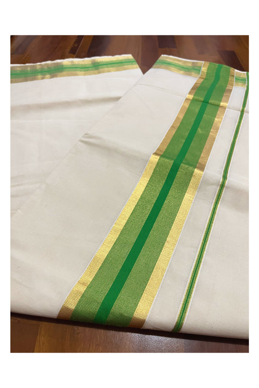 Kerala Pure Cotton Saree with Kasavu and Light Green Border (Onam Saree 2023)