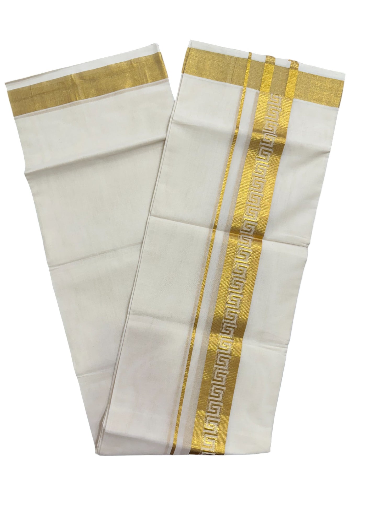 Southloom Premium Handloom Wedding Mundu with Kasavu Woven Border (South Indian Kerala Dhoti)