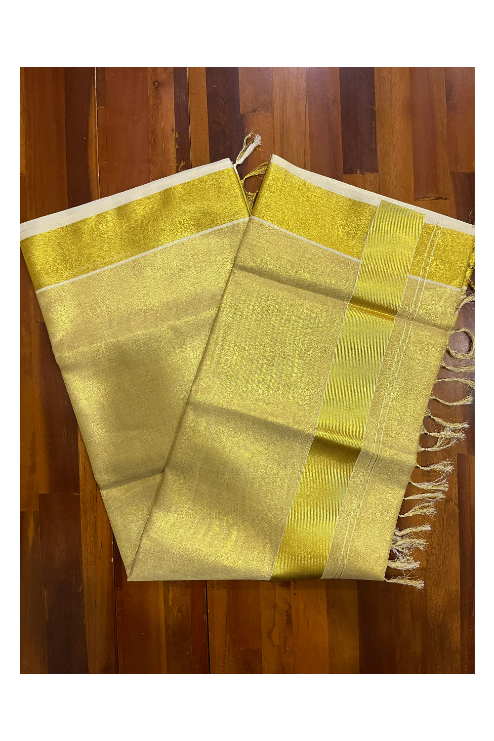 Kerala Plain Full Kasavu Kasavu Saree with 3 Inch Border