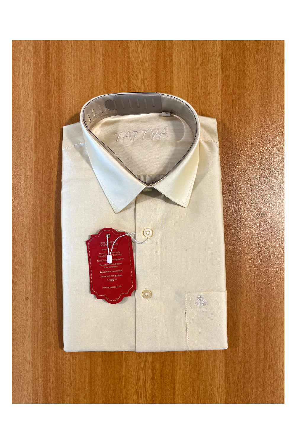 Southloom Semi Silk Cream Solid Shirt