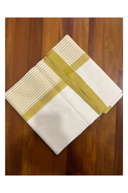 Southloom Premium Balaramapuram Unakkupaavu Handloom Mundu with Brown Lines Border (South Indian Kerala Dhoti)