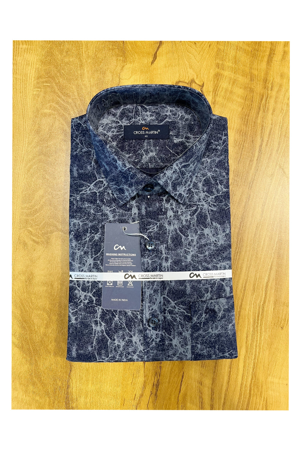 Pure Cotton Blue Printed Shirt (40 FS)