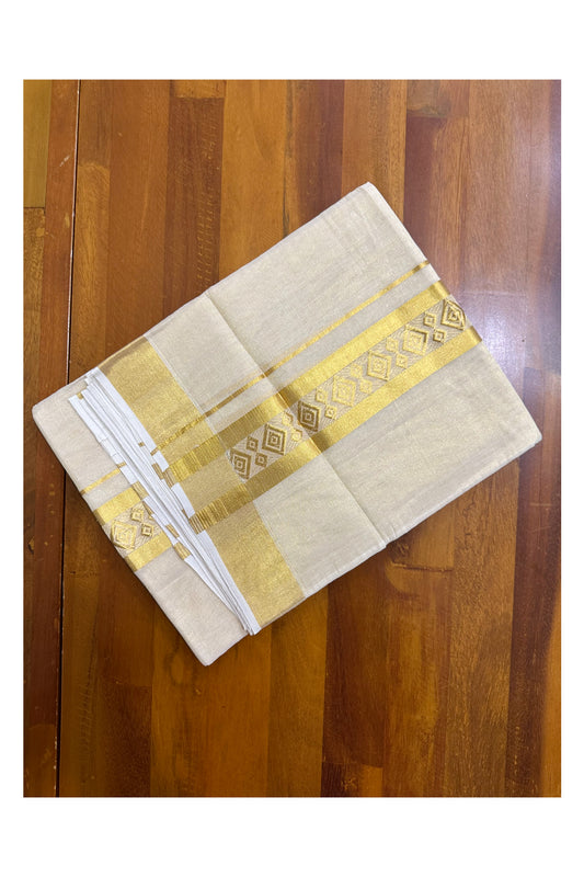 Southloom Premium Handloom Tissue Mundu with Woven Design in Border