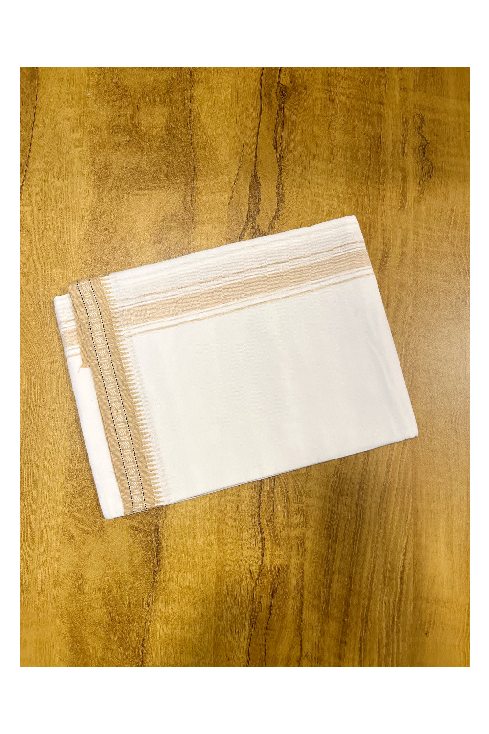 Southloom White And Light Brown Single Mundu / Otta Mundu / Lungi (South Indian Kerala Dhoti)