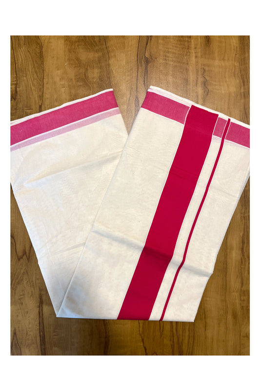 Pure Cotton Kerala Saree with Pink Plain Border