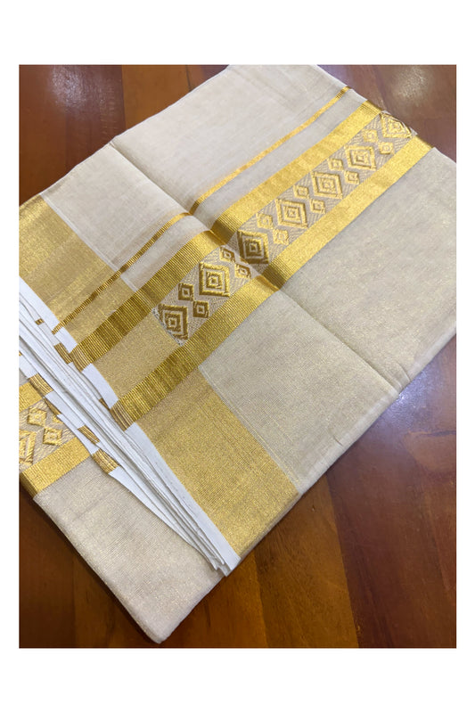 Southloom Premium Handloom Tissue Mundu with Woven Design in Border