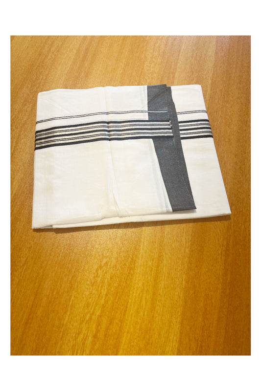 Pure White Cotton Double Mundu with Black Border (South Indian Dhoti)