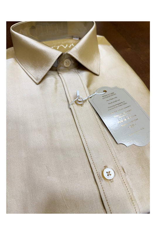 Southloom Pure Silk Beige Solid Shirt