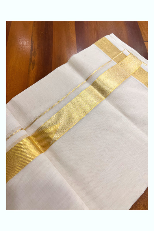 Southloom Premium Balaramapuram Unakkupaavu Handloom Kasavu Mundu  with Chutti Design Border (South Indian Kerala Dhoti)