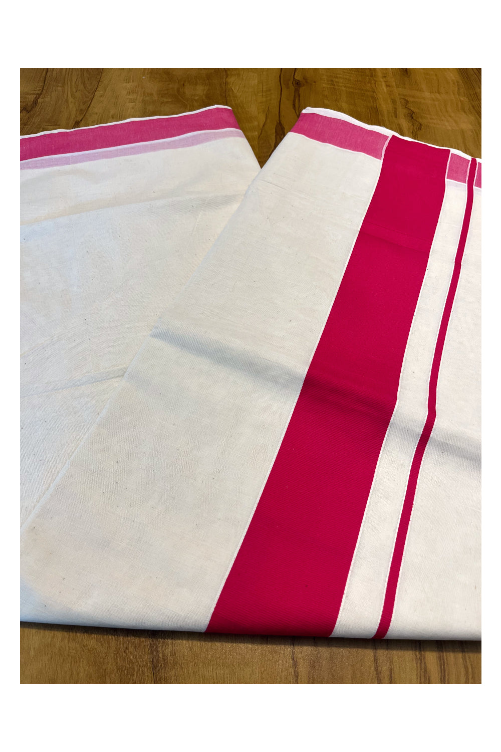 Pure Cotton Kerala Saree with Pink Plain Border