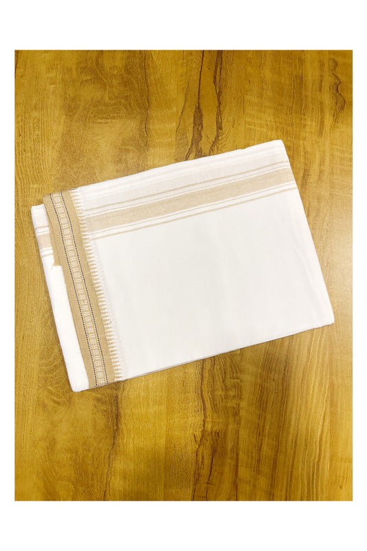 Southloom White And Light Brown Single Mundu / Otta Mundu / Lungi (South Indian Kerala Dhoti)