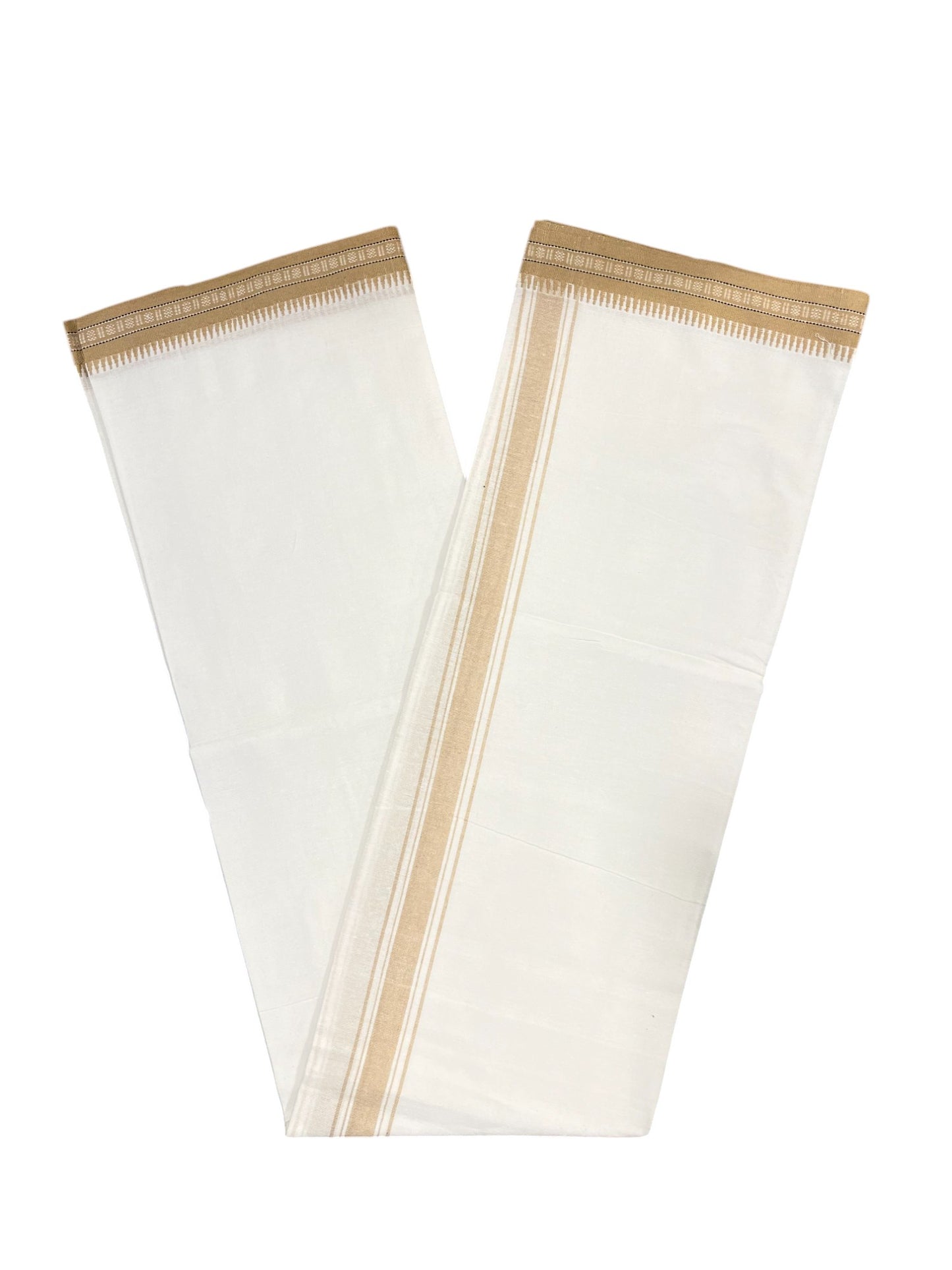 Southloom White And Light Brown Single Mundu / Otta Mundu / Lungi (South Indian Kerala Dhoti)