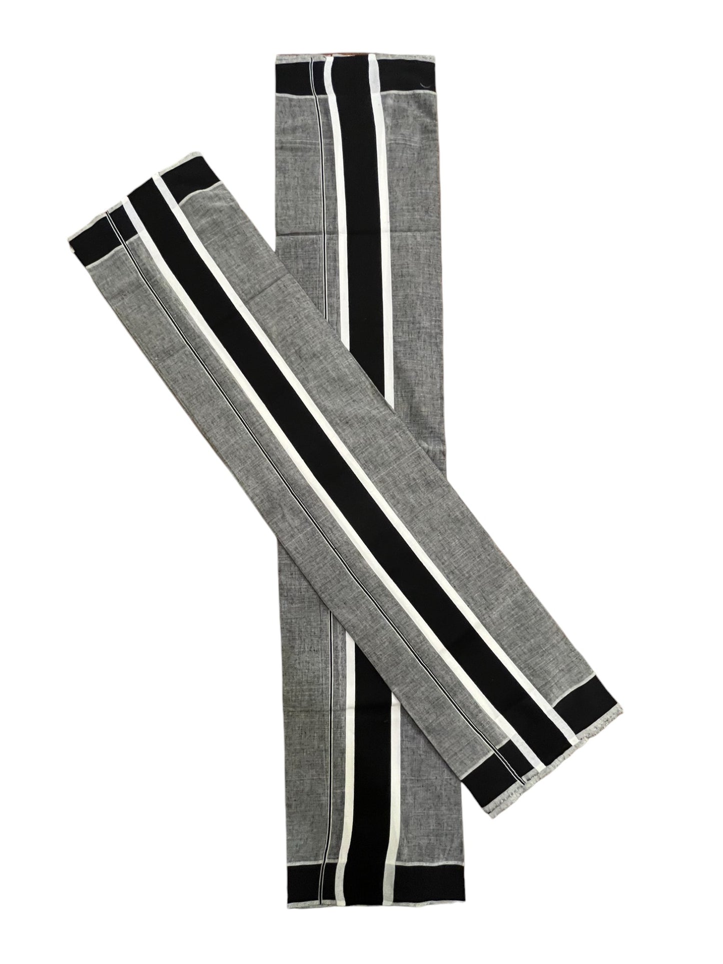 Kerala Pure Cotton Set Mundu (Mundum Neriyathum) Black with White Border