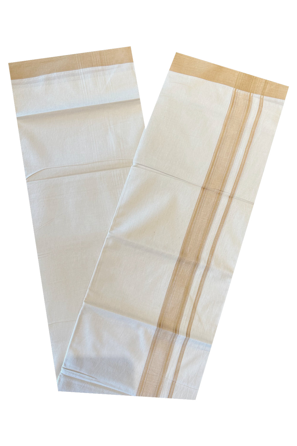 Kerala Pure Cotton Double Mundu with Brown Border (Onam Mundu 2023)