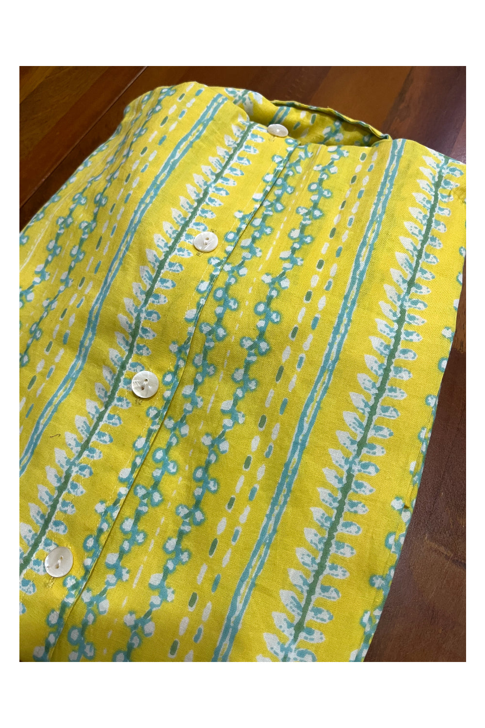 Southloom Jaipur Cotton Yellow Hand Block Printed Shirt (Half Sleeves)