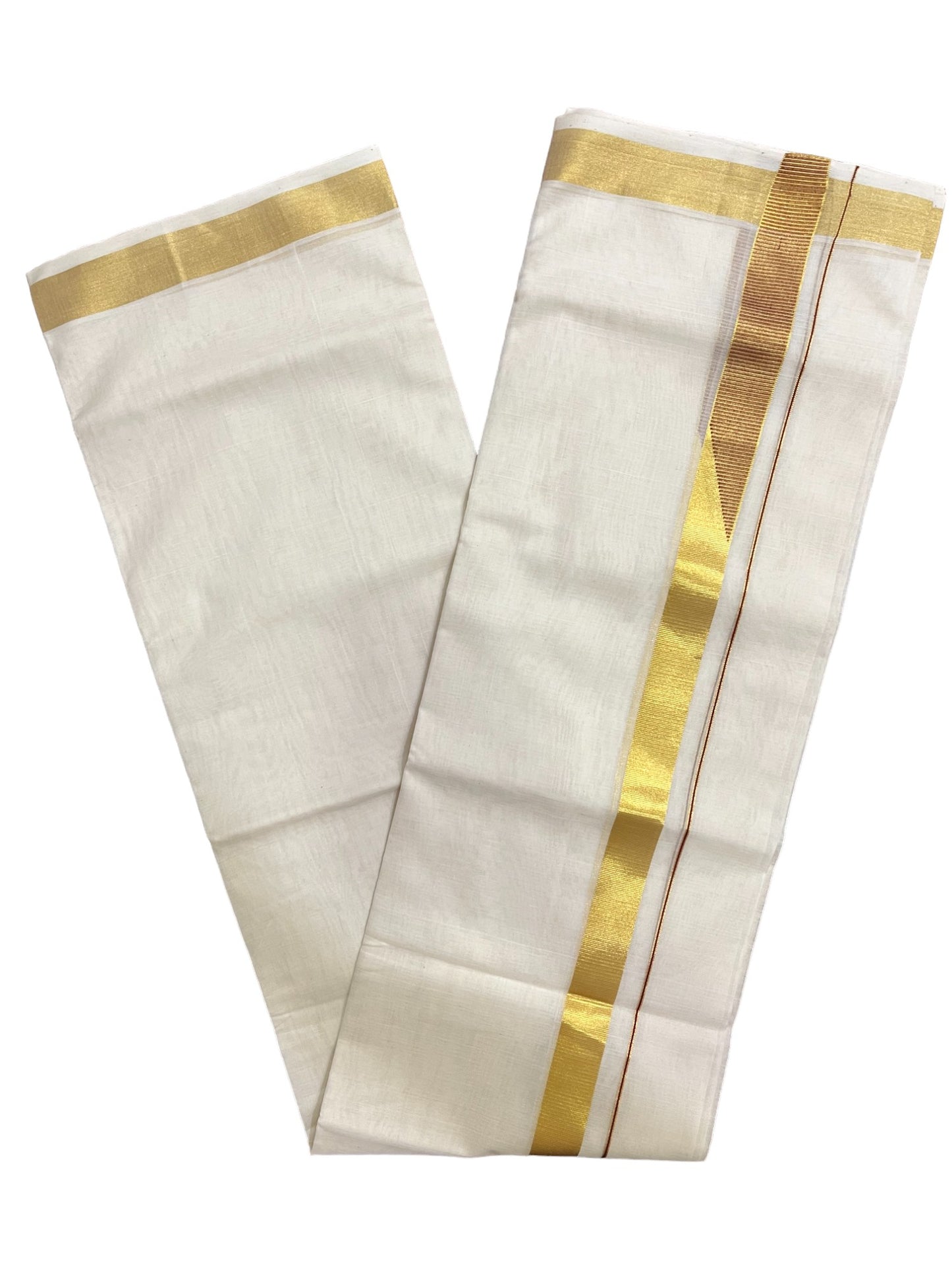 Southloom Super Premium Balaramapuram Unakkupaavu Handloom Mundu with Kasavu and Red Woven Border (South Indian Kerala Dhoti)