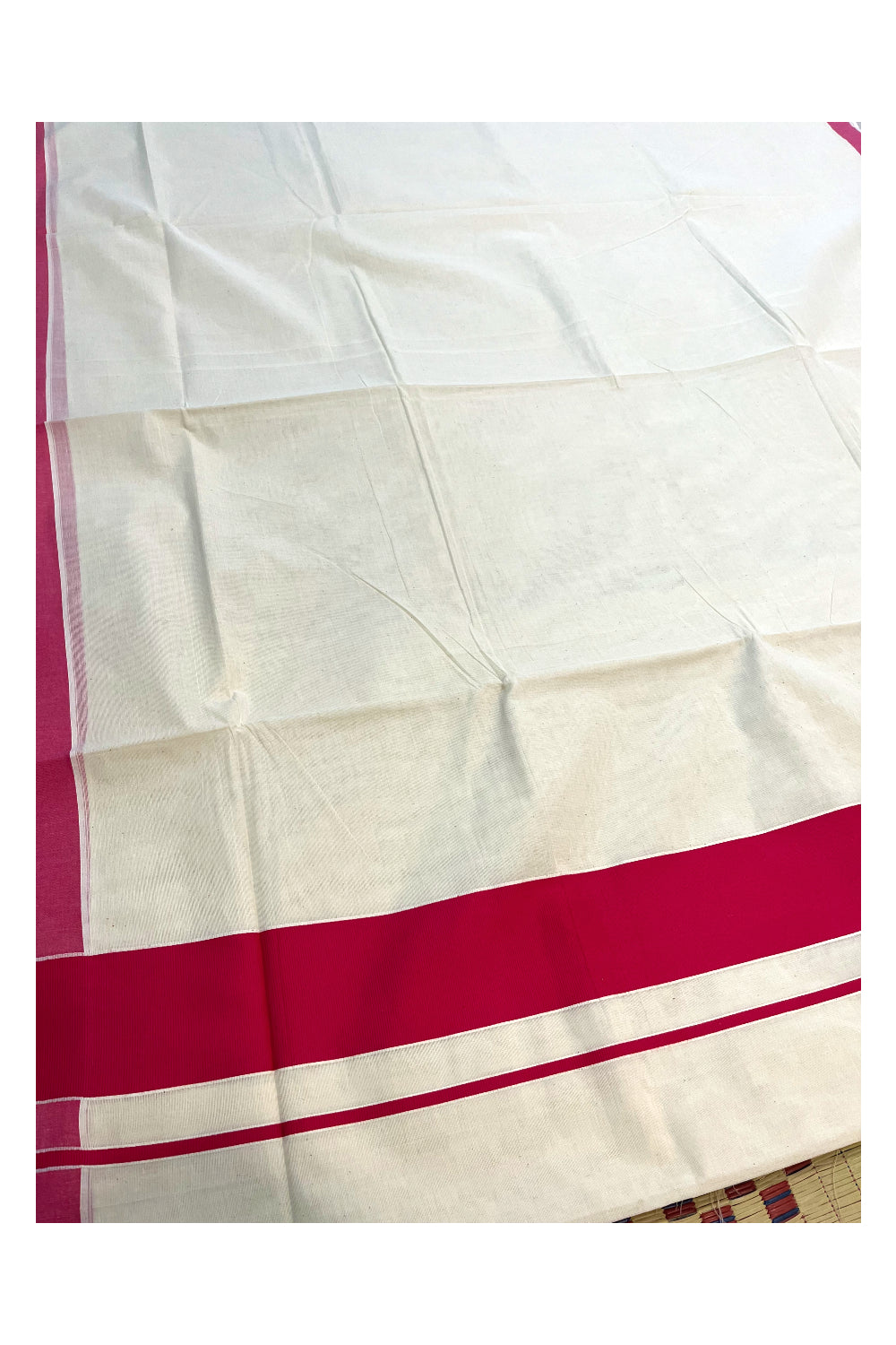 Pure Cotton Kerala Saree with Pink Plain Border