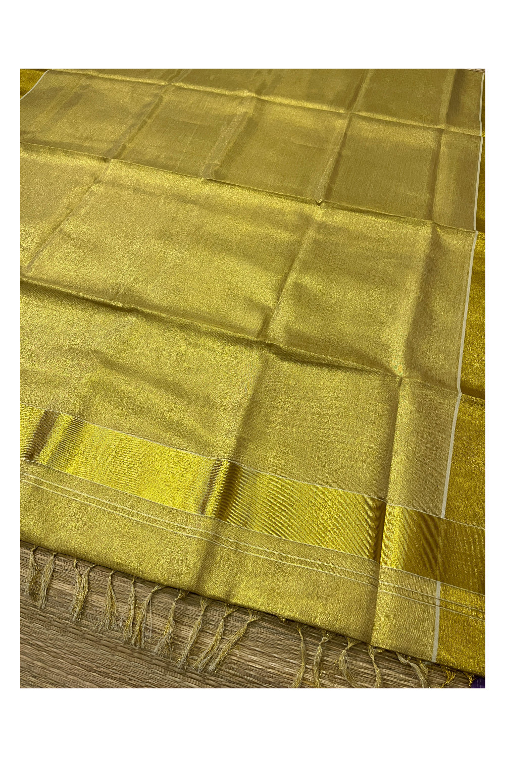 Kerala Plain Full Kasavu Kasavu Saree with 3 Inch Border