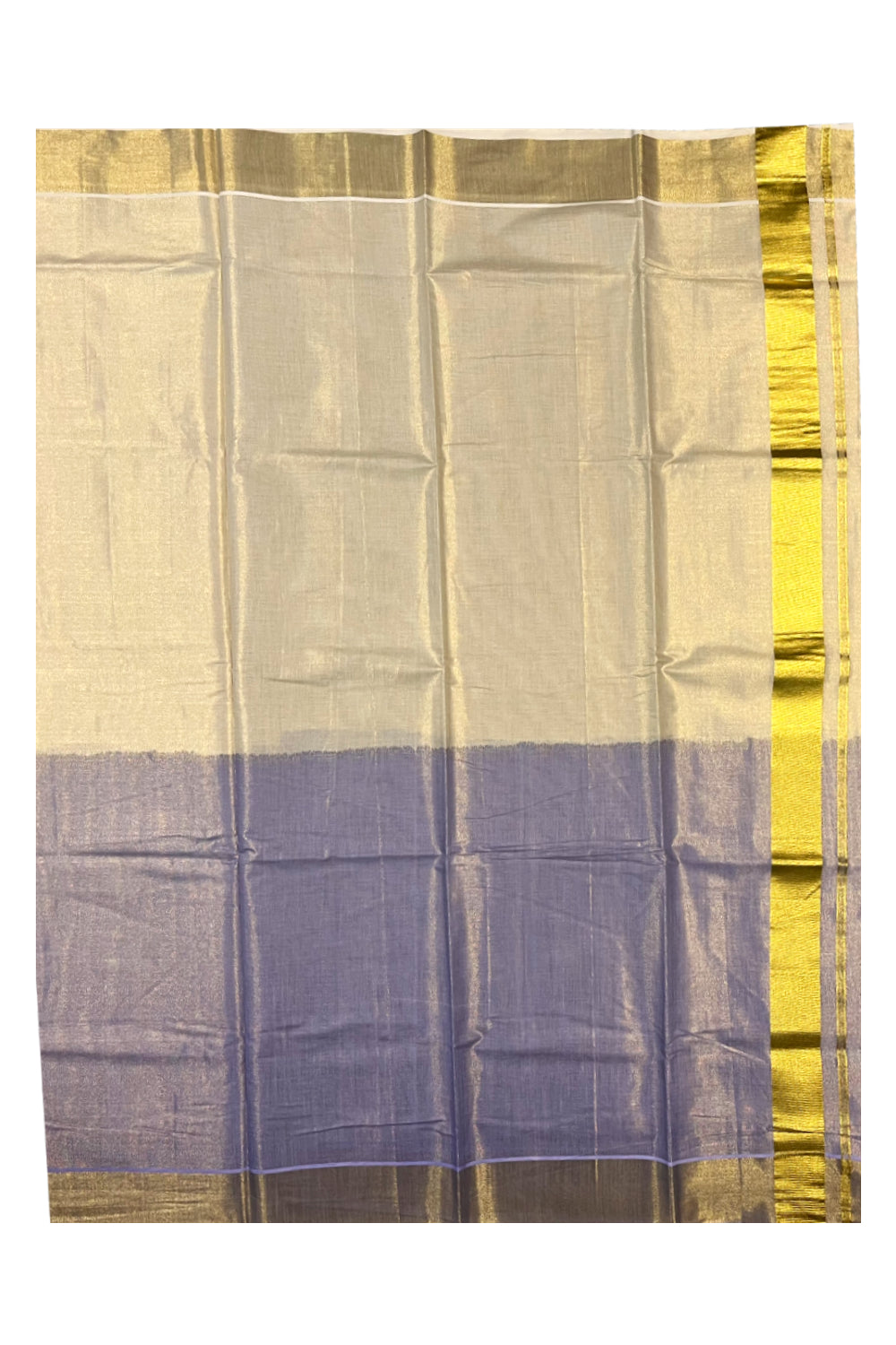 Southloom Tie & Dye - Half & Half  Multi Colour Violet Design Saree with Kasavu Border