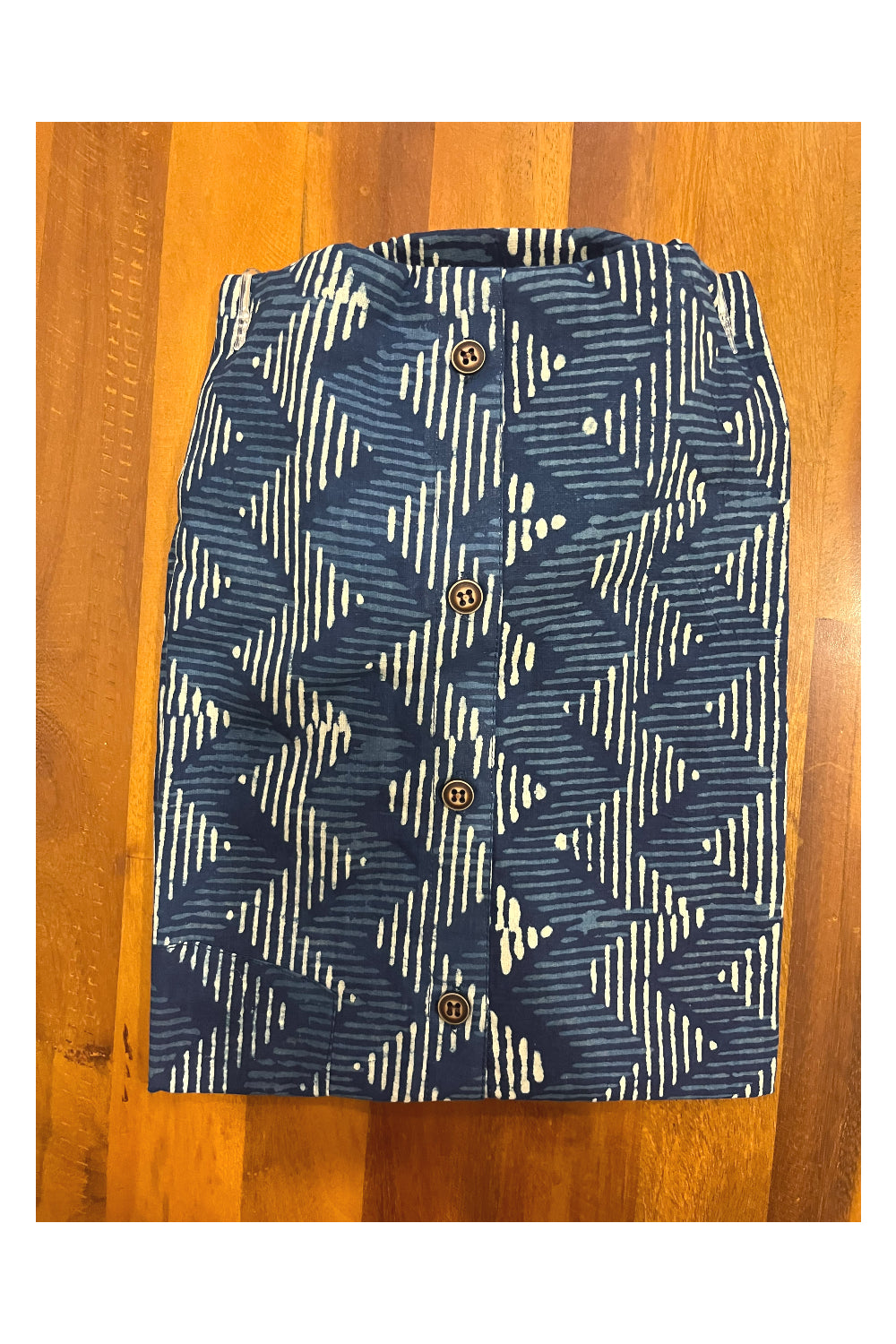 Southloom Jaipur Cotton Indigo Blue Hand Block Printed Shirt (Half Sleeves)