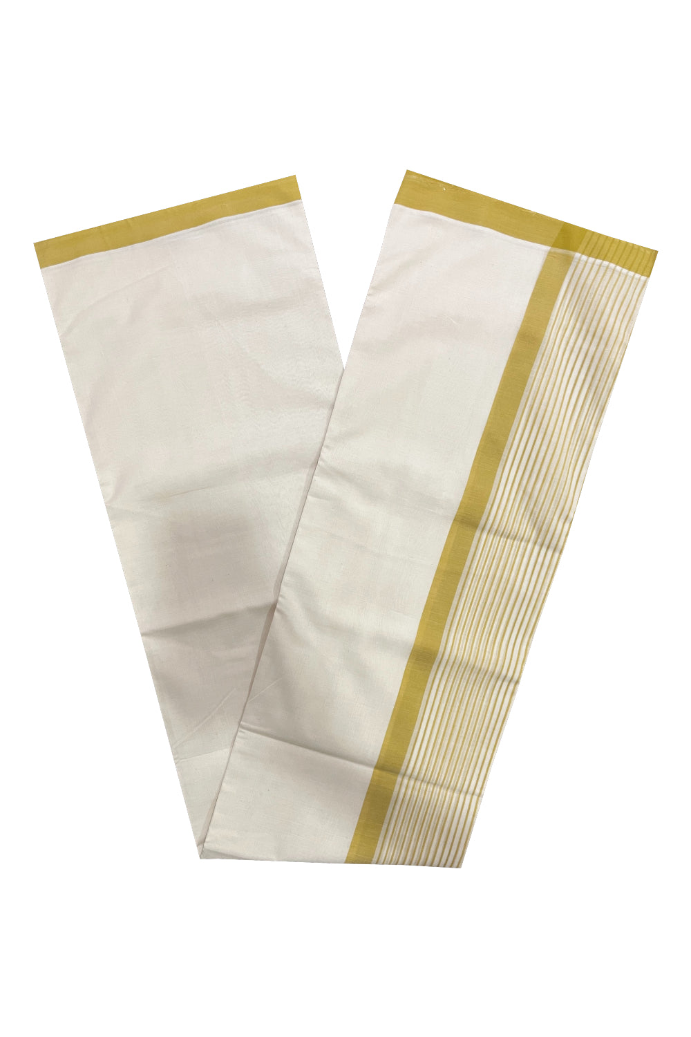 Southloom Premium Balaramapuram Unakkupaavu Handloom Mundu with Brown Lines Border (South Indian Kerala Dhoti)