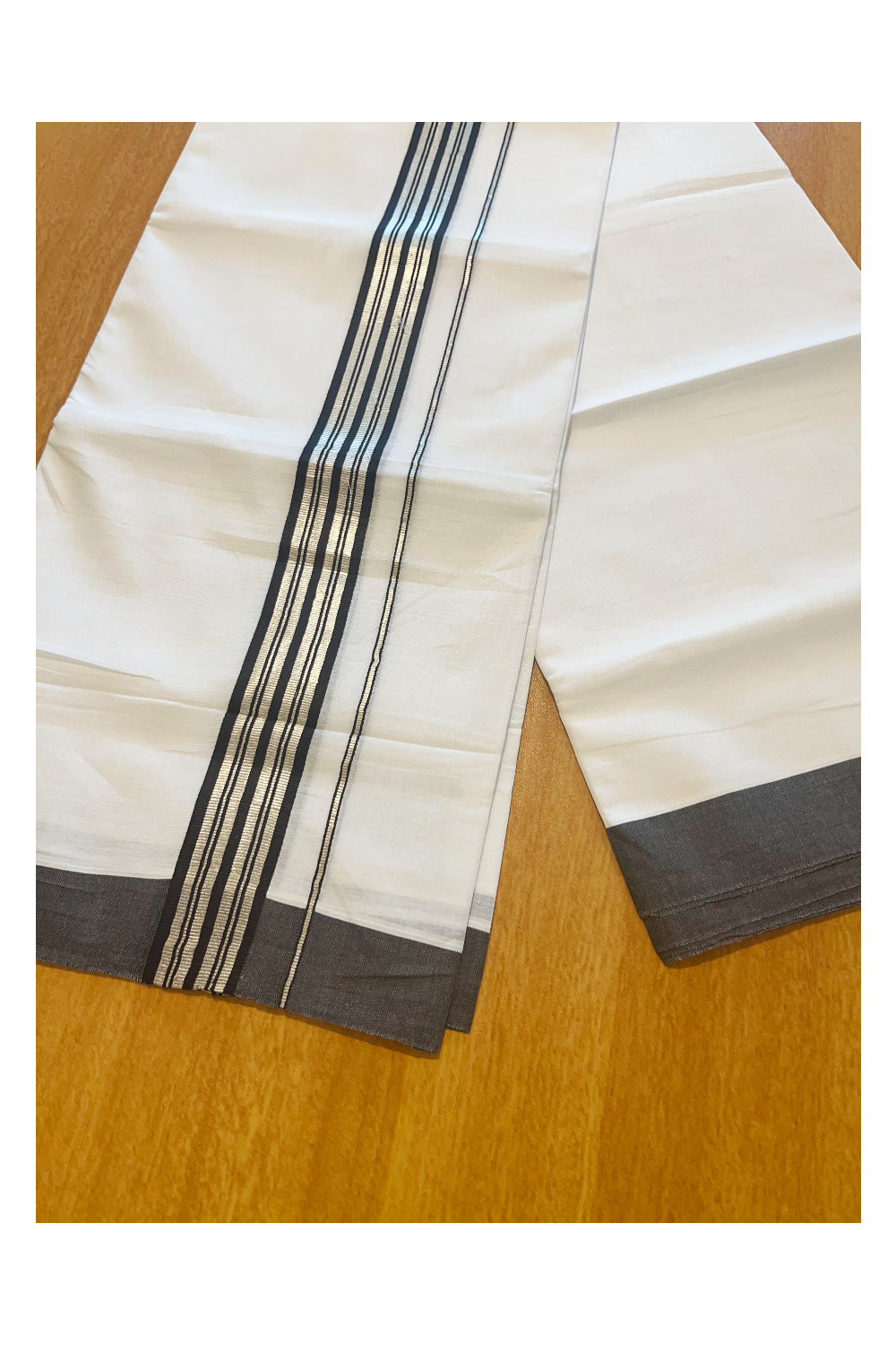 Pure White Cotton Double Mundu with Black Border (South Indian Dhoti)