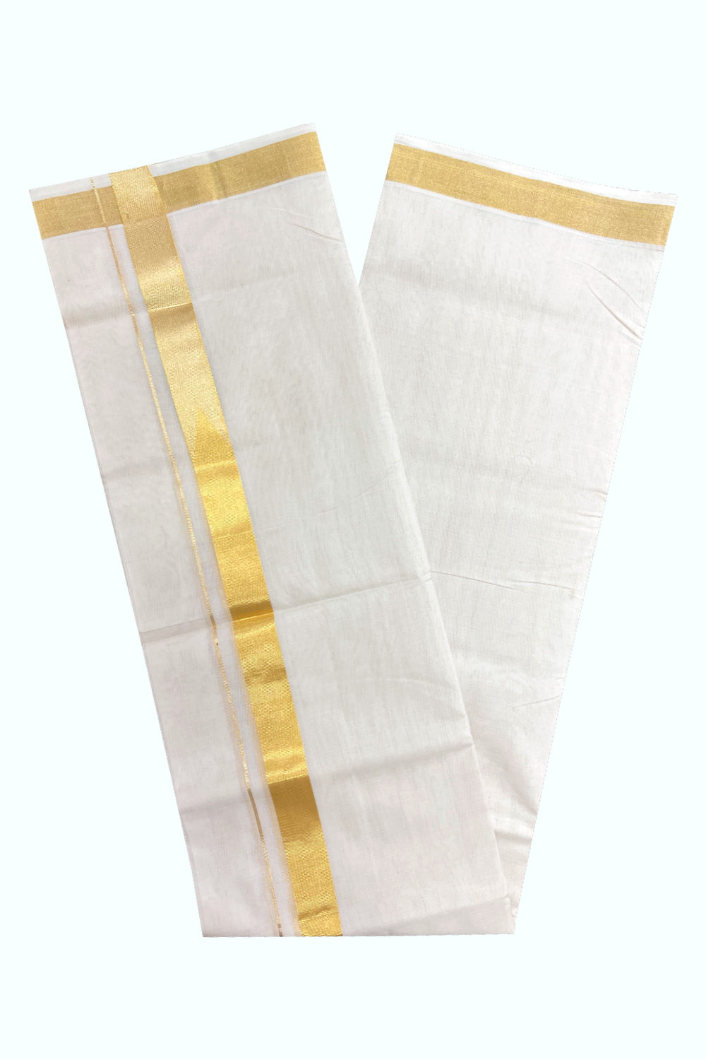 Southloom Premium Balaramapuram Unakkupaavu Handloom Kasavu Mundu  with Chutti Design Border (South Indian Kerala Dhoti)