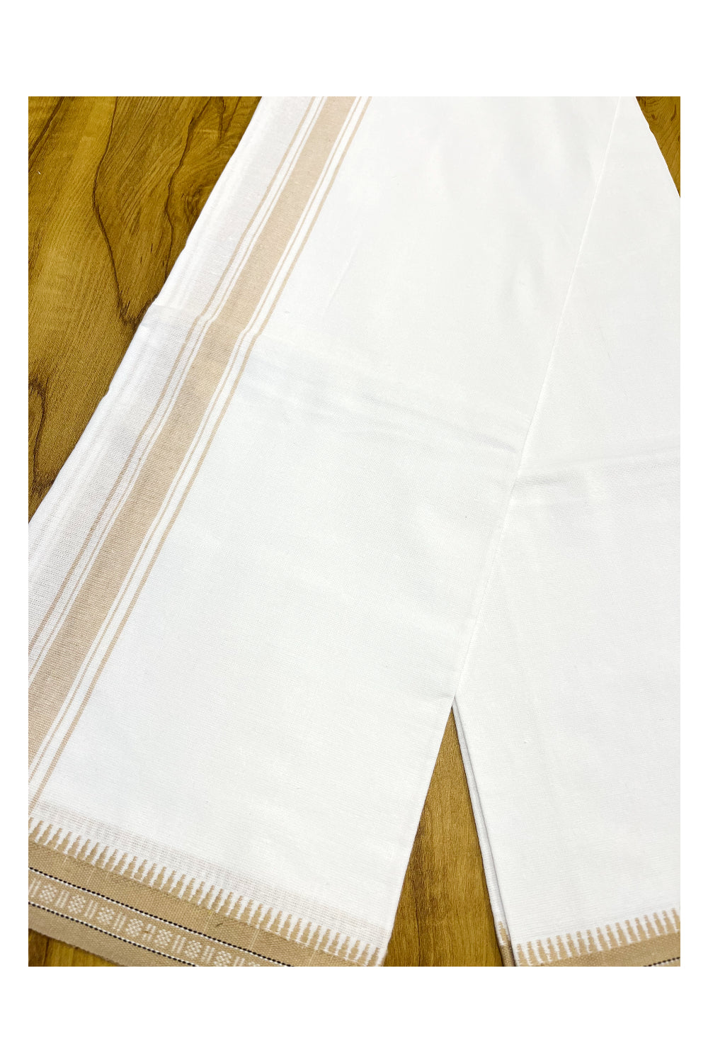 Southloom White And Light Brown Single Mundu / Otta Mundu / Lungi (South Indian Kerala Dhoti)