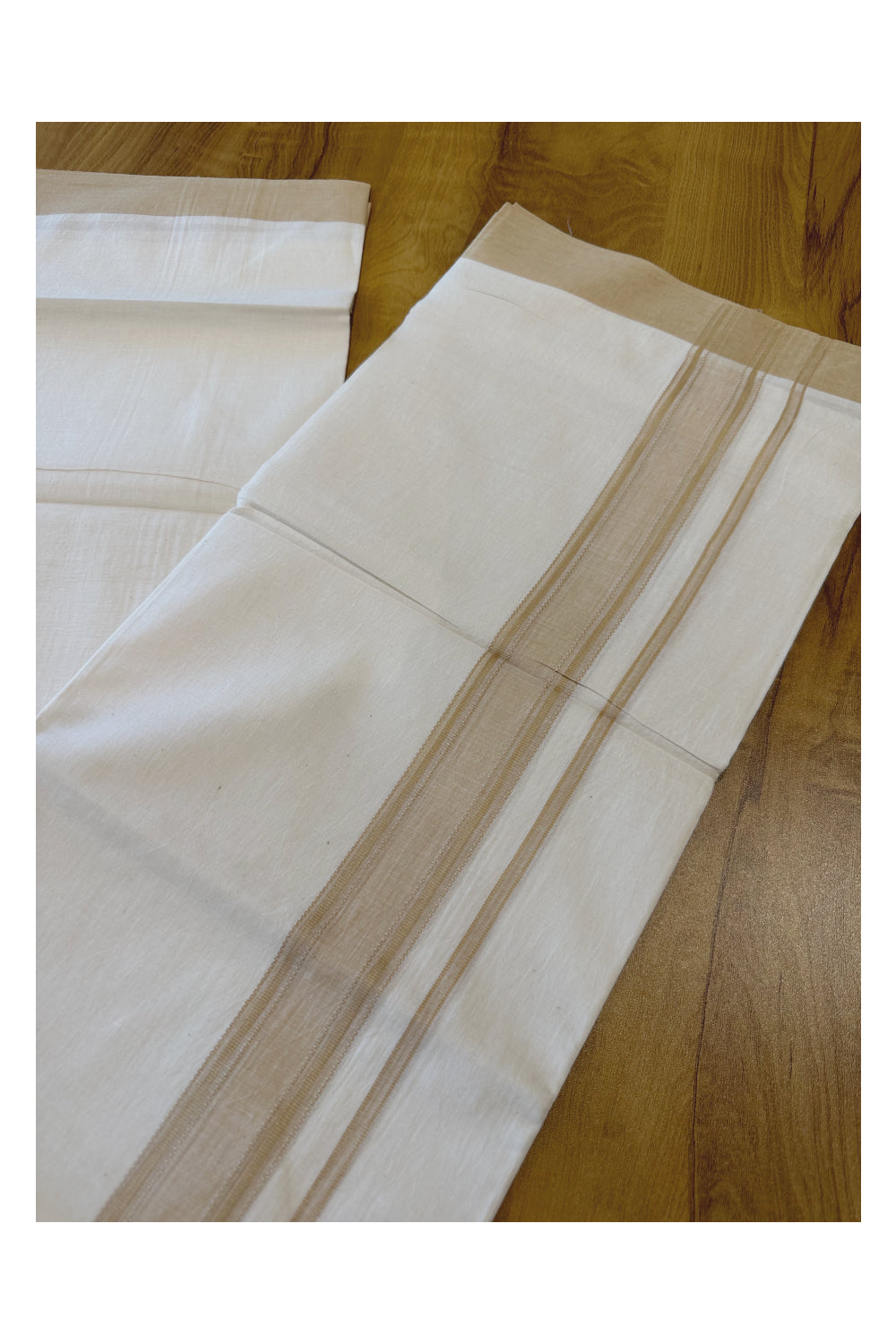 Kerala Pure Cotton Double Mundu with Brown Border (Onam Mundu 2023)