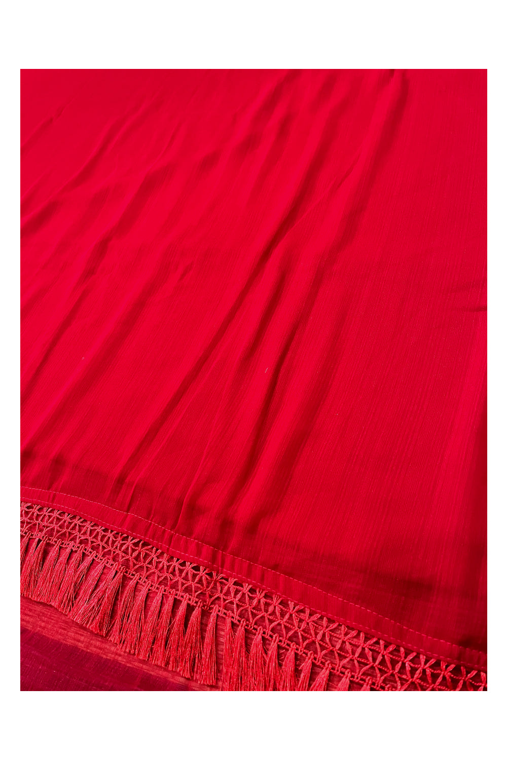 Southloom Art Silk Red Designer Plain Saree with Embroidery Work Blouse Piece