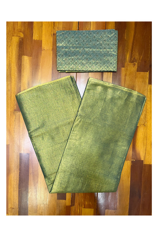 Southloom Semi Silk Green Tissue Saree With Embroidary Blouse Piece