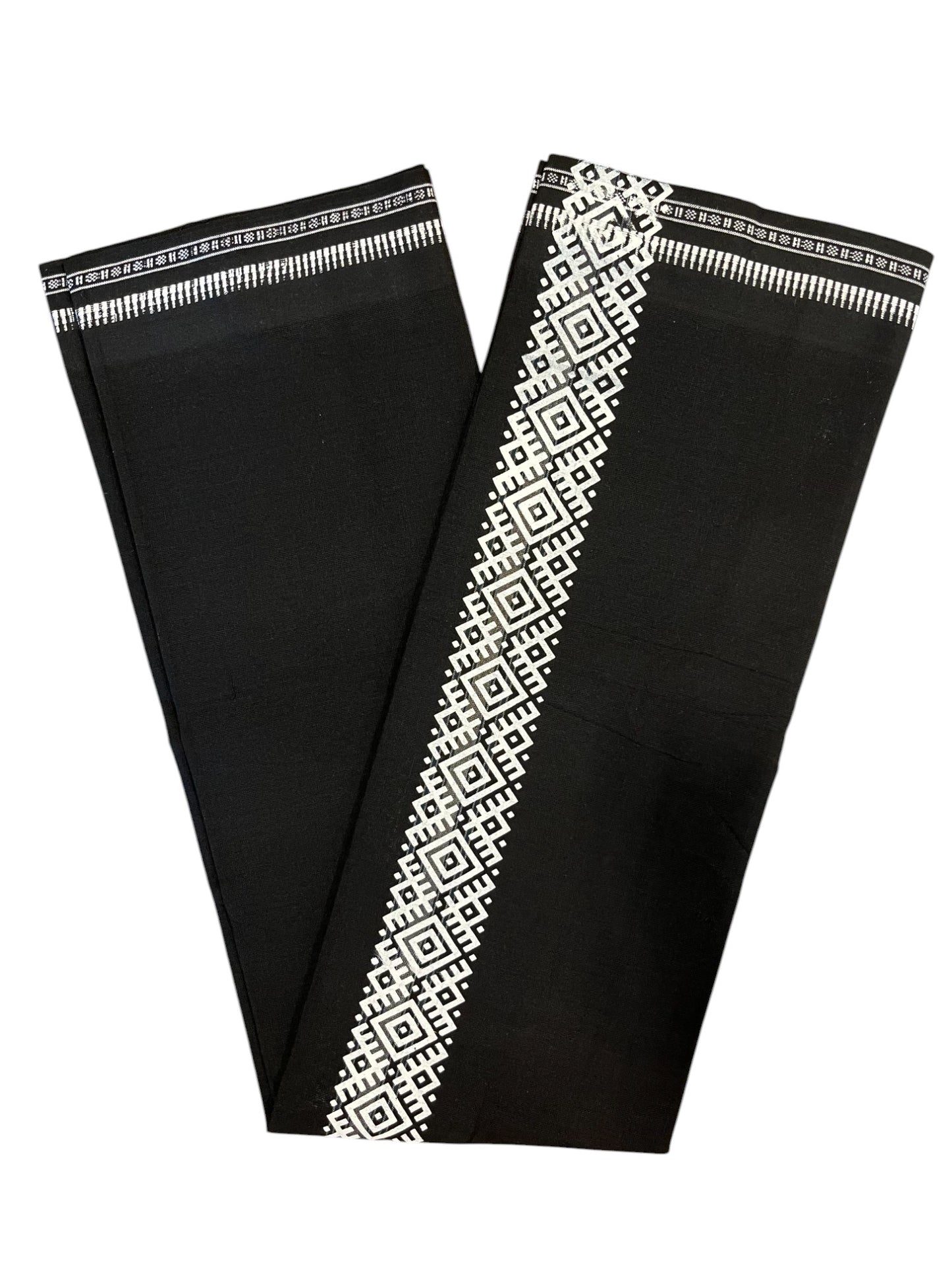 Southloom Black Printed Single Mundu / Otta Mundu / Lungi (South Indian Kerala Dhoti)