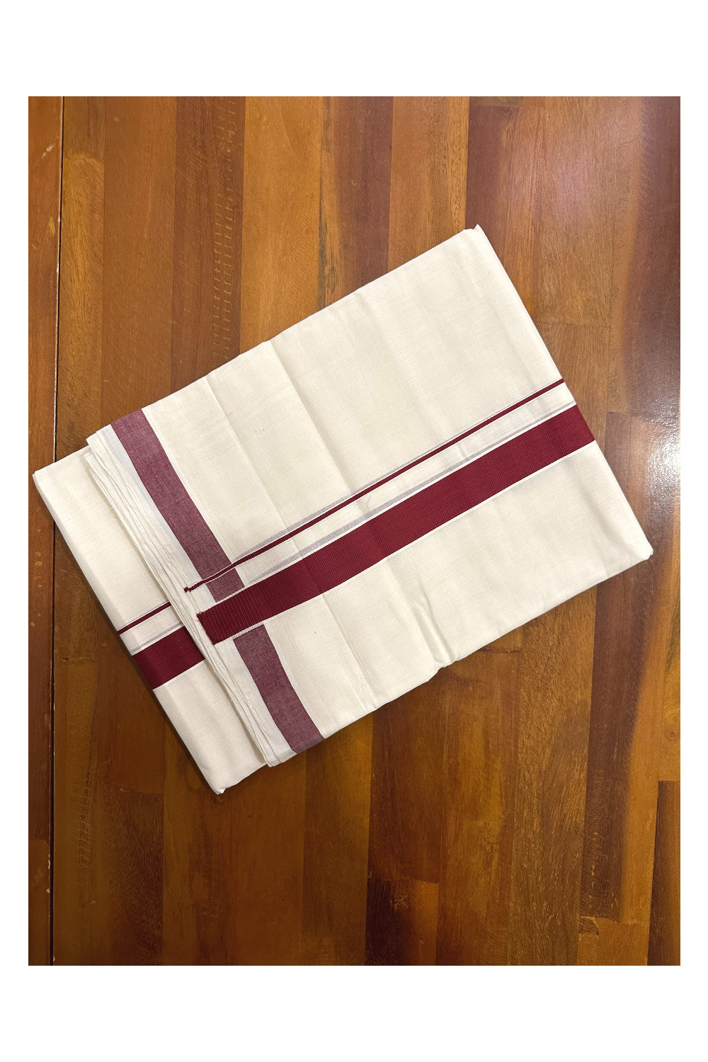 Southloom Premium Handloom Mundu with Maroon Kara