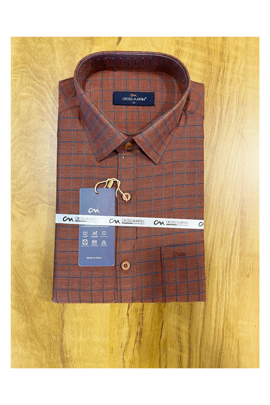 Pure Cotton Brown check Shirt (40 FS)