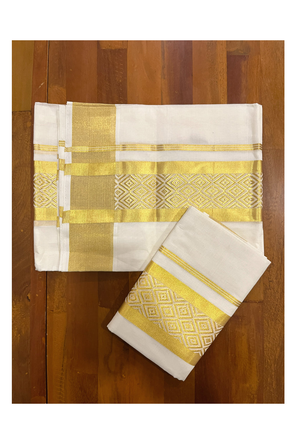 Southloom Premium Handloom Set Mundu with Kasavu Woven Design Border