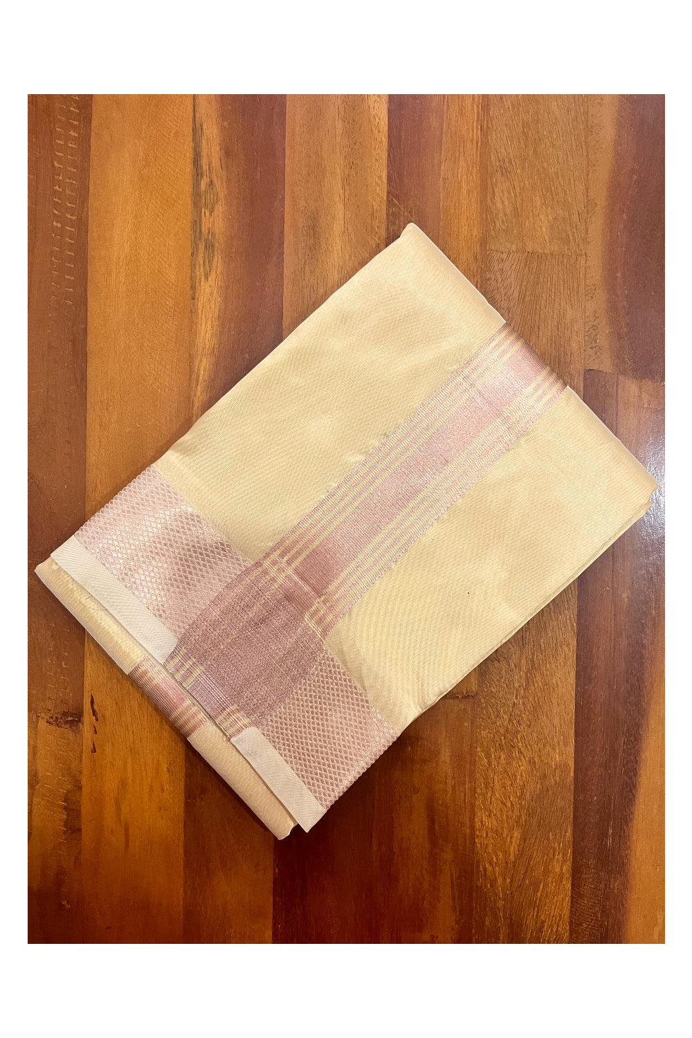 Southloom Premium Semi Silk Yellow Mundu with Copper Kasavu Woven Border (South Indian Kerala Dhoti)