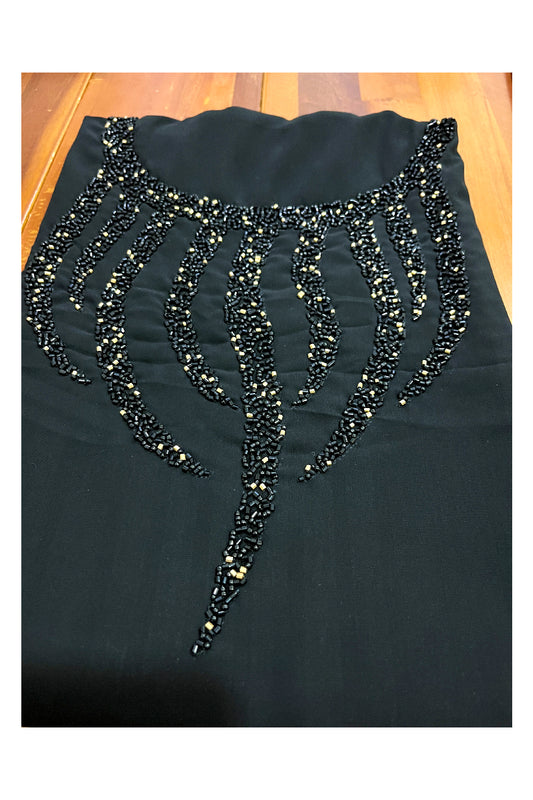 Southloom™ Georgette Churidar Salwar Suit Material in Black with Bead Works