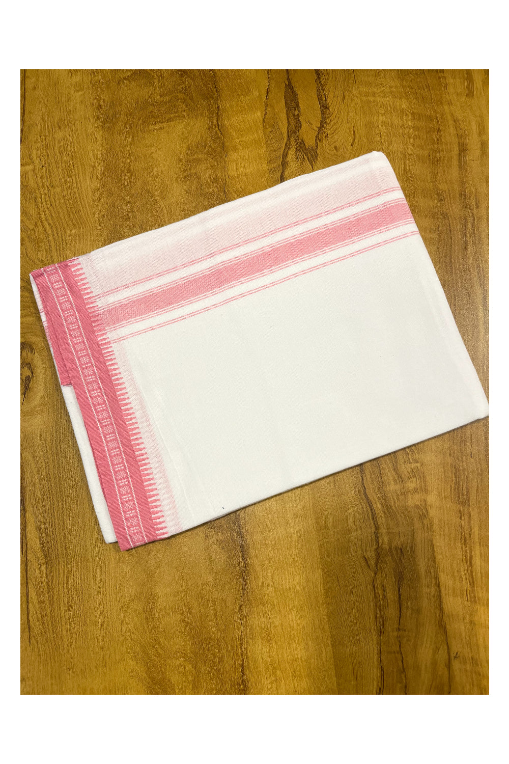 Southloom White And Pink Single Mundu / Otta Mundu / Lungi (South Indian Kerala Dhoti)