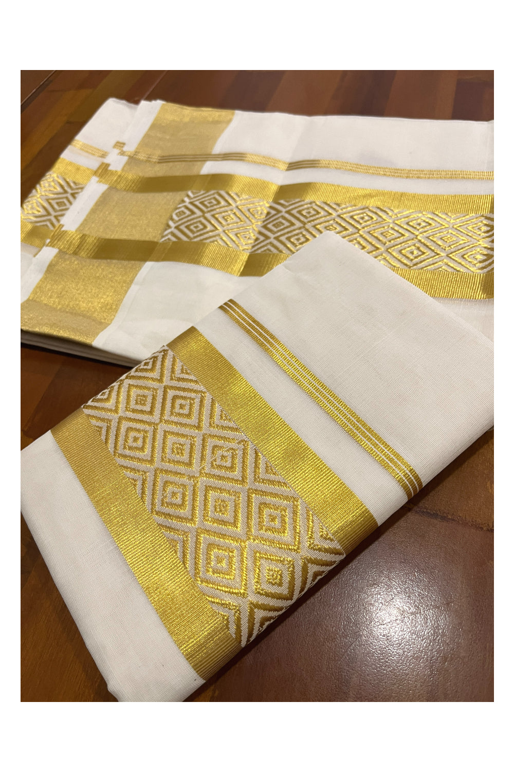 Southloom Premium Handloom Set Mundu with Kasavu Woven Design Border