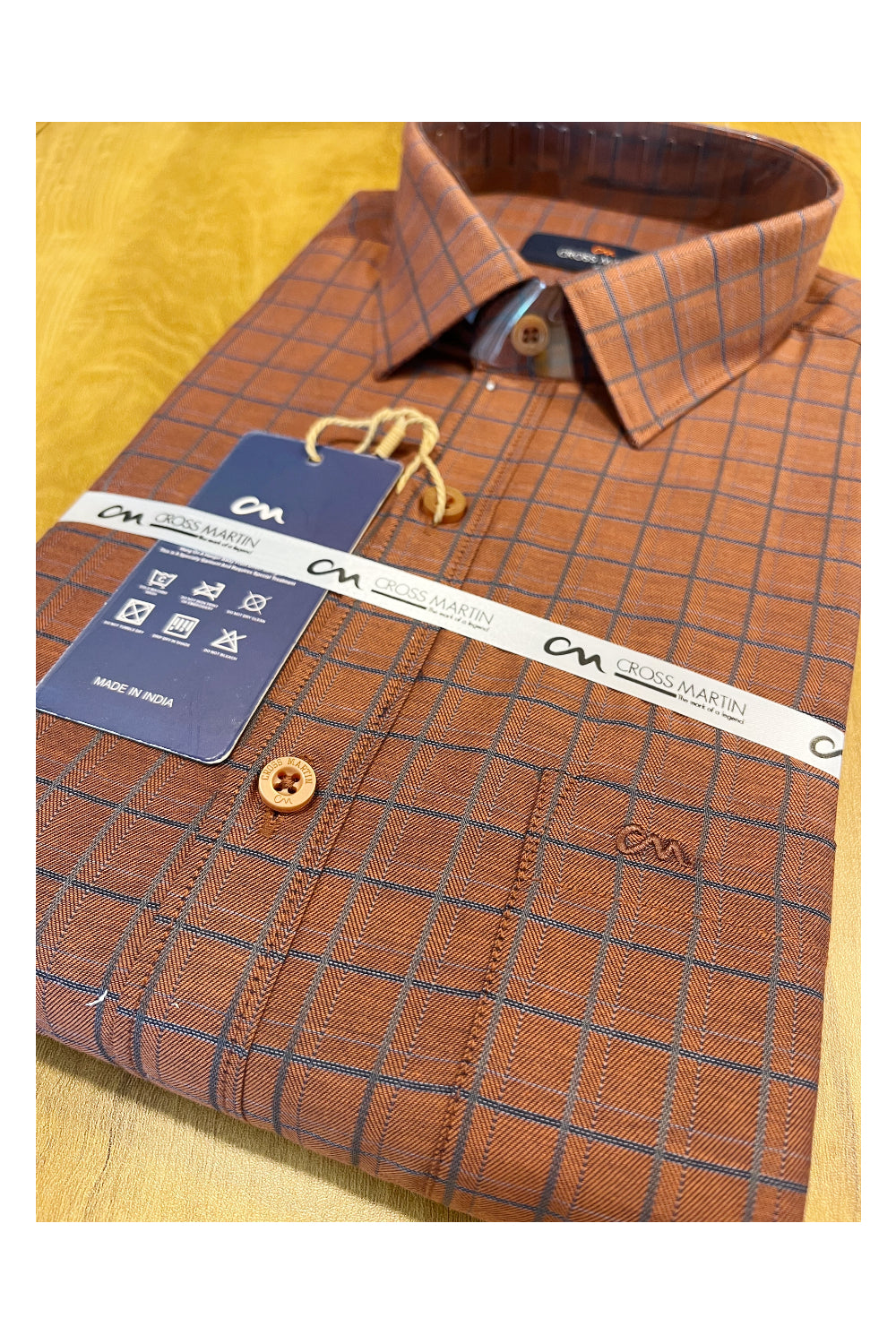 Pure Cotton Brown check Shirt (40 FS)