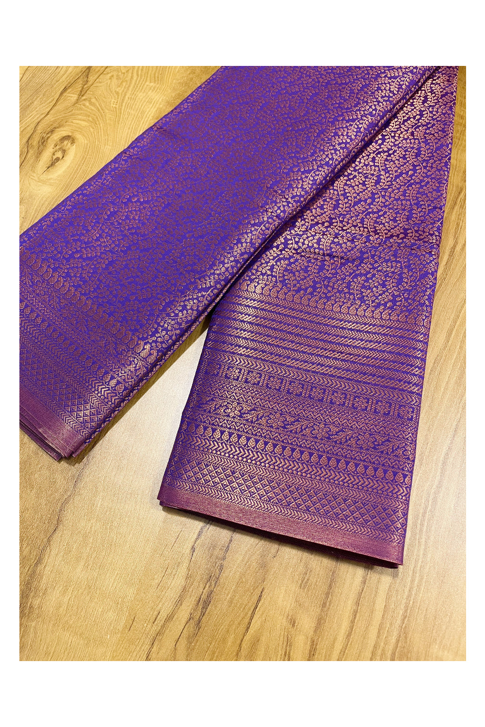 Southloom Premium Semi Silk Zari Work Brocade Saree in Bridal Violet with Matching Pallu (Kanchipuram Pattu Saree)