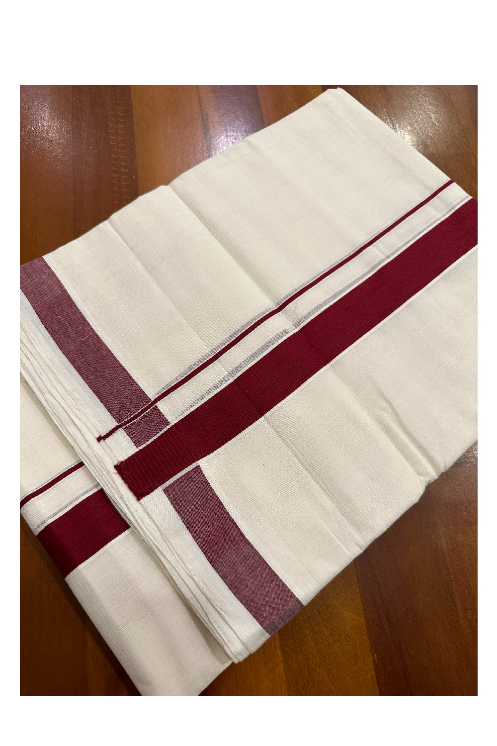 Southloom Premium Handloom Mundu with Maroon Kara