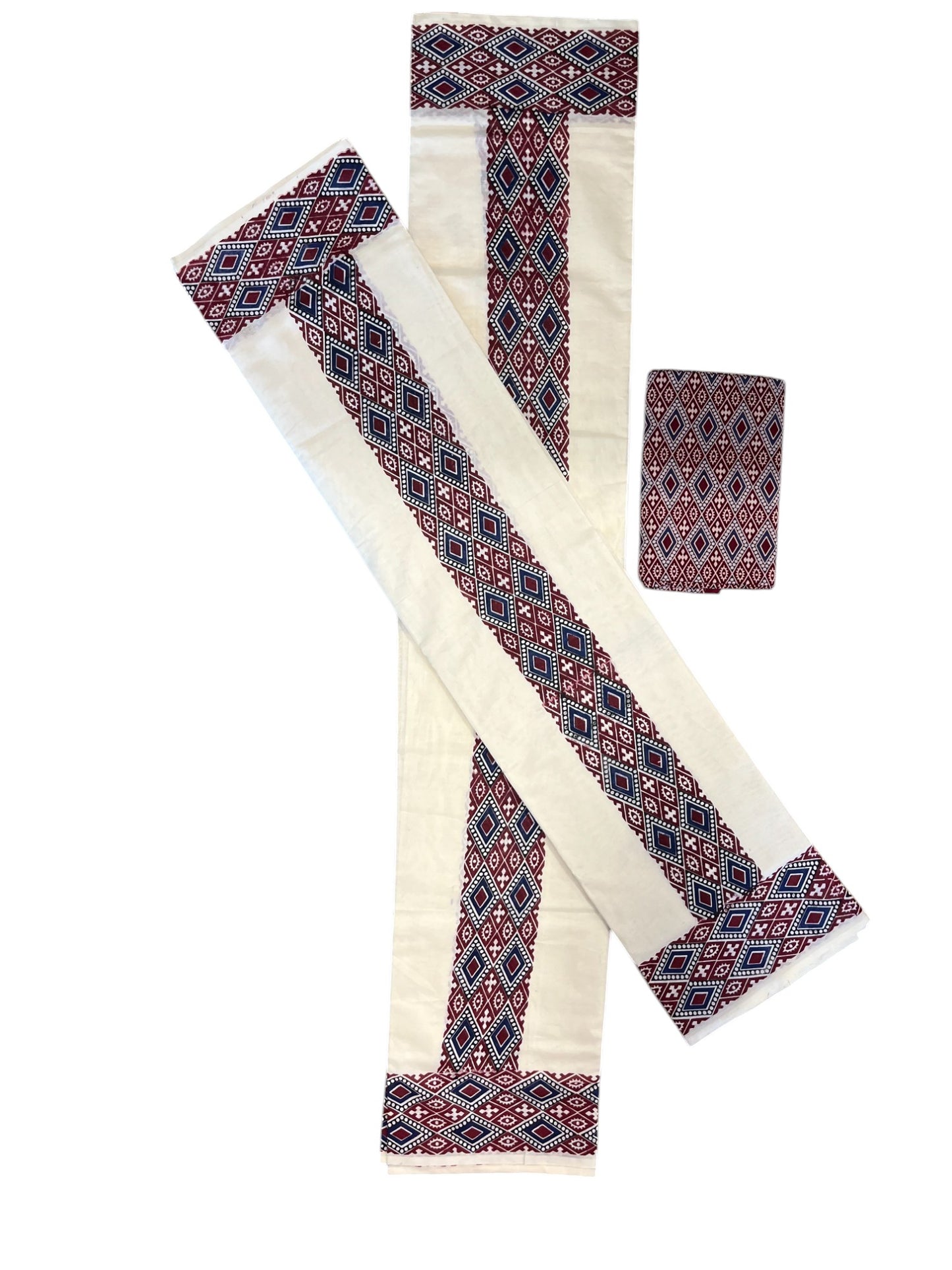 Southloom Ajrakh Design Printed Set Mundu with Blouse Piece