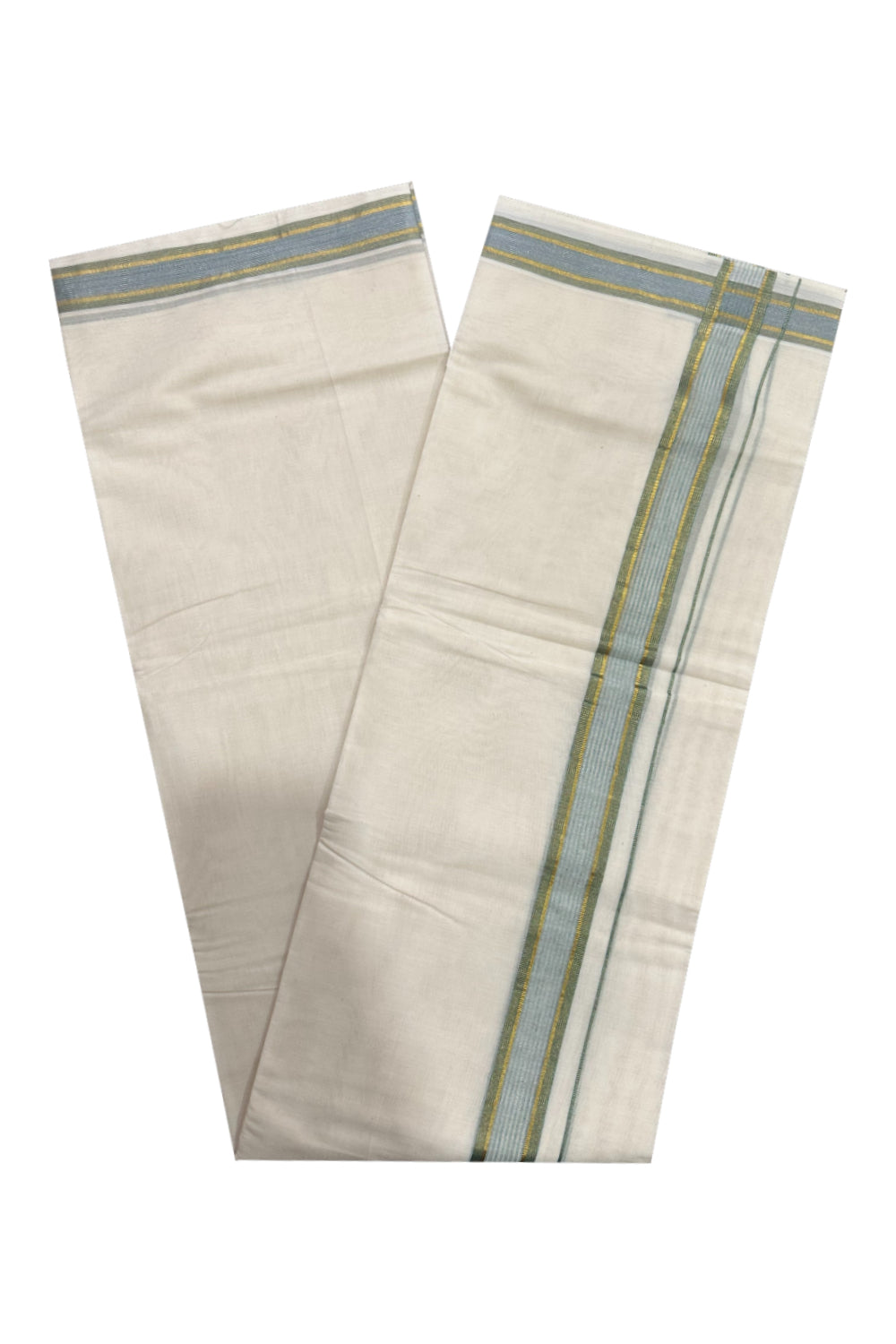 Southloom Premium Handloom Mundu with Green and Kasavu Kara (Onam Mundu 2023)