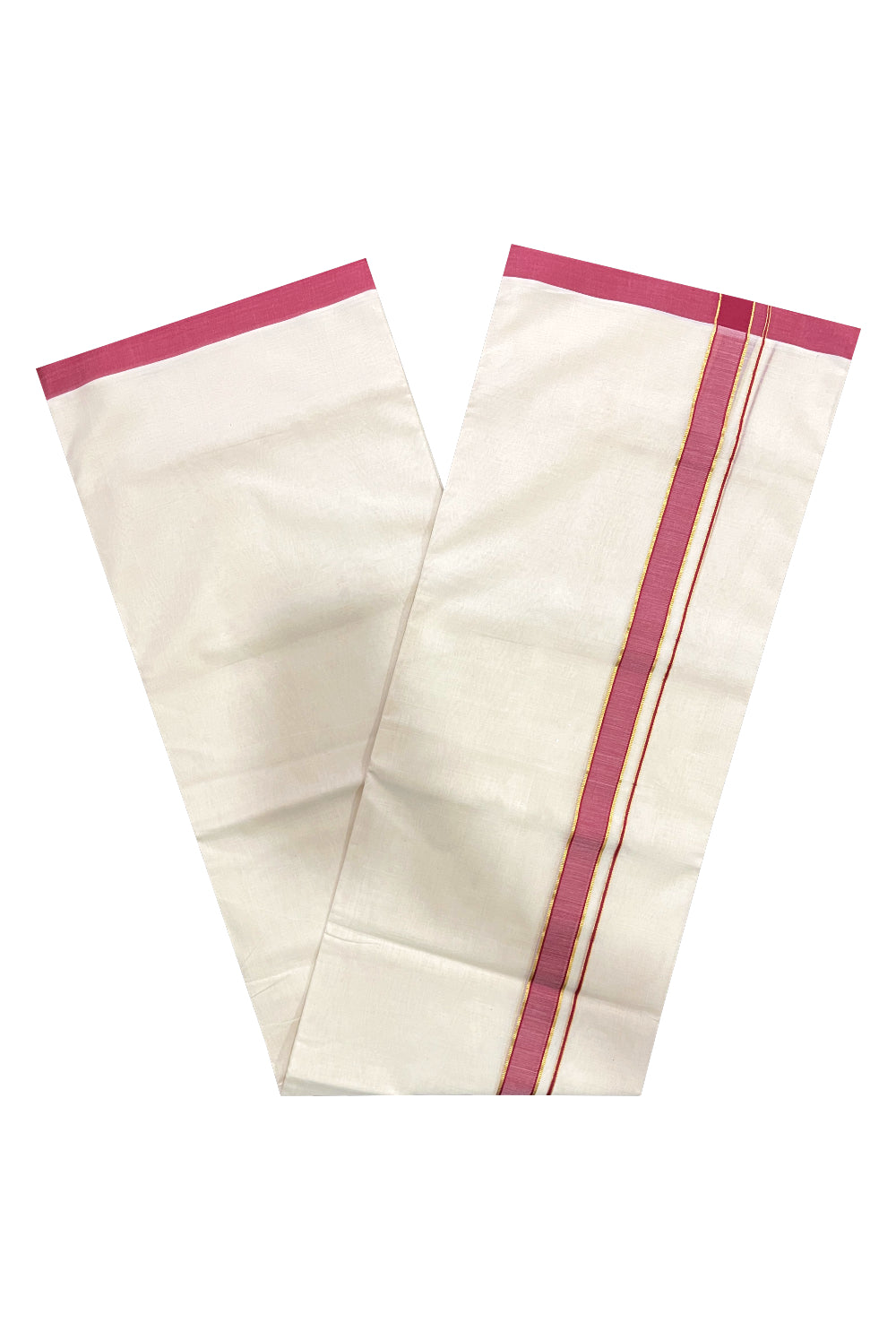 Premium Balaramapuram Unakkupaavu Handloom 10 Muzham Mundu with Kasavu and Red Border (South Indian Kerala Dhoti)