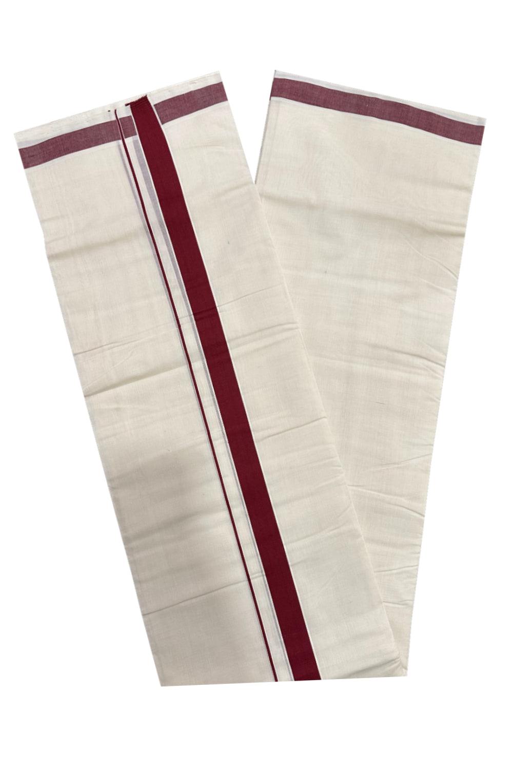 Southloom Premium Handloom Mundu with Maroon Kara