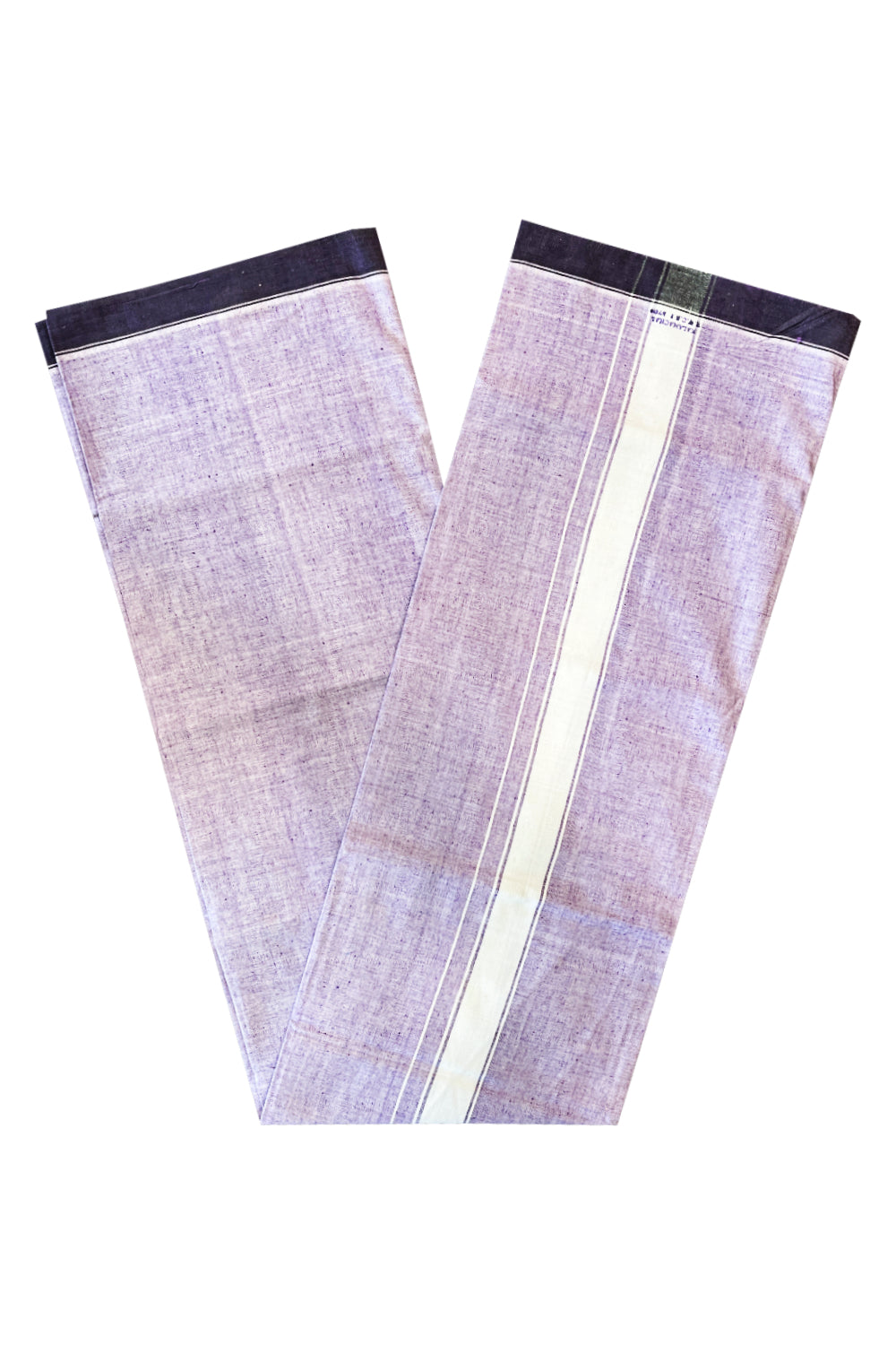 Southloom Premium Handloom Violet Solid Single Mundu (Lungi) with White Border (South Indian Kerala Dhoti)
