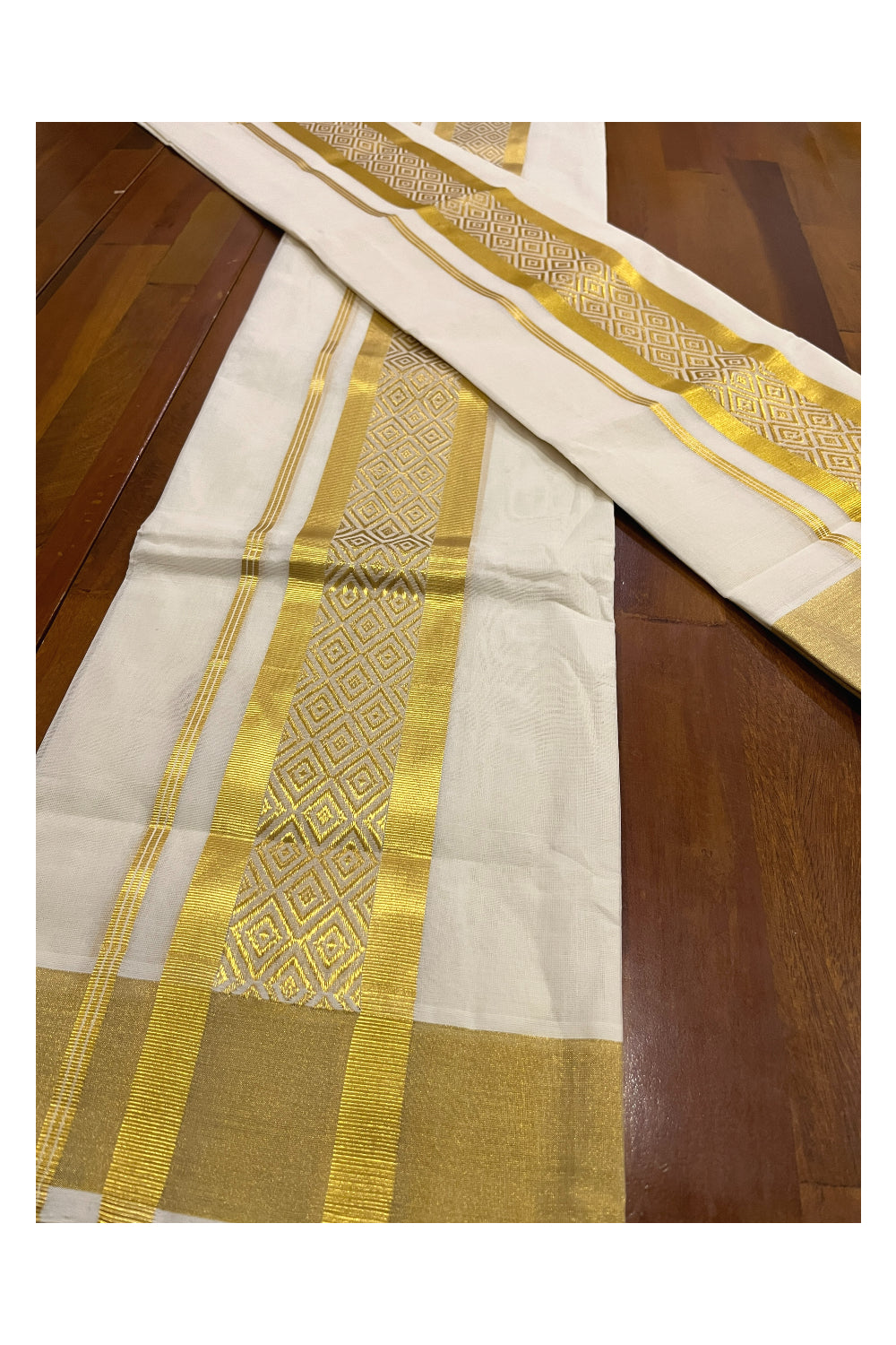 Southloom Premium Handloom Set Mundu with Kasavu Woven Design Border